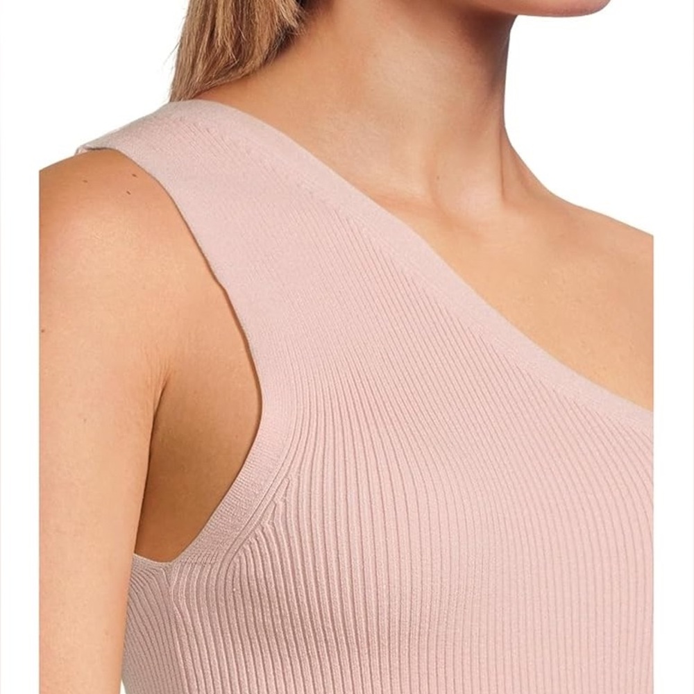 Pink One-Shoulder Ribbed Top - Picture 2 of 5